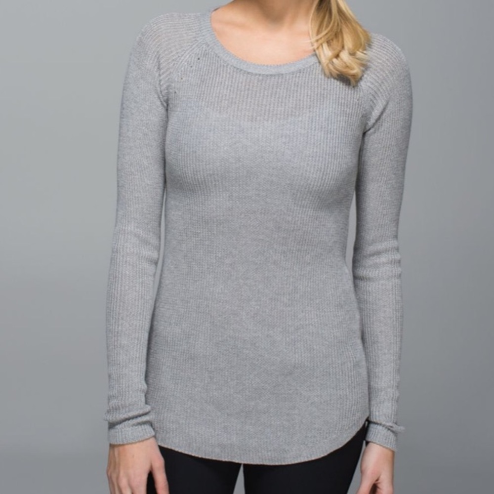 Lululemon Cabin Yogi Knit Sweater Long Sleeve Grey